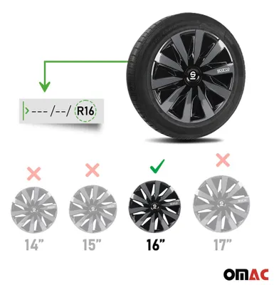 Produktbild von Radkappen Radzierblenden Sparco Lazio 16" Zoll Abdeckung Set Schwarz Grau 4x