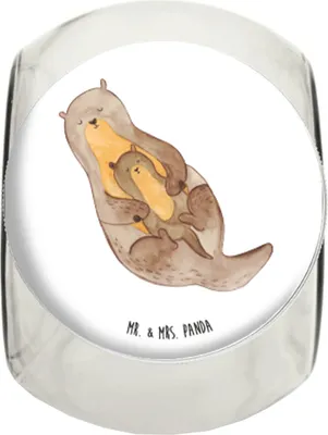 Produktbild von Mr. & Mrs. Panda Kaffeedose Otter Kind L 870ml - Weiß - Geschenk, Familie, Mutter, Baby, Vorratsbehälter, Seeotter, Bonboniere, glasbehälter, Tochter, Süßigkeiten Glas
