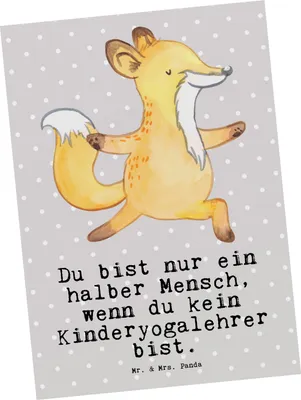 Produktbild von Mr. & Mrs. Panda Postkarte Kinderyogalehrer Herz - Grau Pastell - Geschenk, Grußkarte, einzelkarte, Ansichtskarten, Postkarten, Ansichtskarte