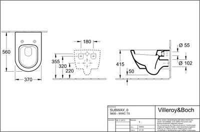 Produktbild von Villeroy & Boch Subway 2.0 Tiefspül-WC, oval, wandhängend, Abgang: waagerecht, 375x565x360mm, 56001001