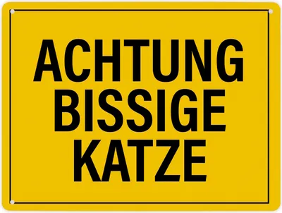 Produktbild von Metallschild XL mit Spruch: Achtung bissige Katze Schild Blechschild