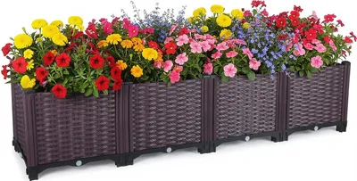 Obrázek produktu pro Vysoký záhon - sáček na rostliny - 4 přihrádky - 148 cm - prodyšný - pro zeleninu, brambory, květiny - vínově červený