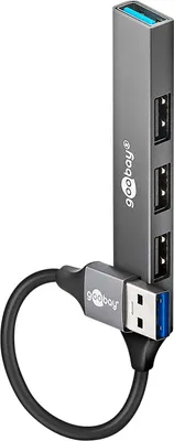 Image de Goobay 74456 hub d'interface USB 3.2 Gen 1 (3.1 Gen 1) Type-A 5000 Mbit/s Gris clair