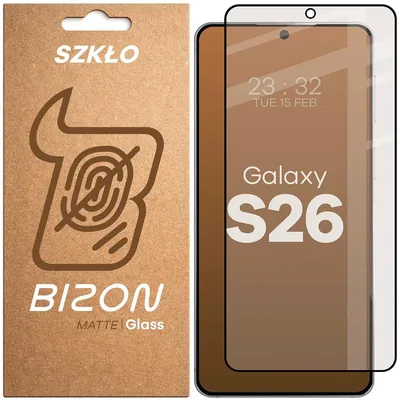 Produktbild von Mattes Hartglas für Galaxy S26, Bizon Glass Matte, Schwarzer Rahmen