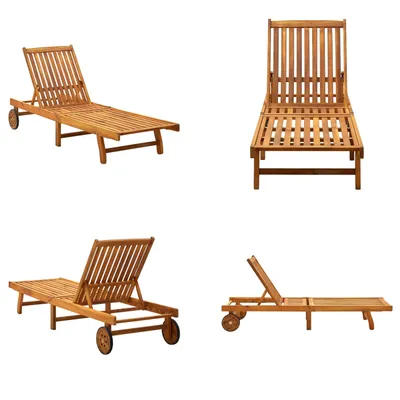 Image de vidaXL Bain de soleil en bois massif d'acacia - Bain de soleil - Bain de soleil en bois - Bain de soleil en bois