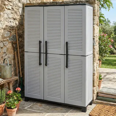 Produktbild von Dmora Außenschrank Nandrin 102x37x169 cm Grau, 3 Böden