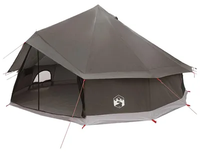 Image de vidaXL Tente tipi pour 12 personnes, couleur marron et gris, en polyester et en acier