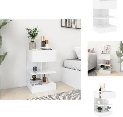 Zdjęcie produktu dla vidaXL Stolik nocny biały 40x35x65 cm materiał drewnopochodny - Stoliki nocne