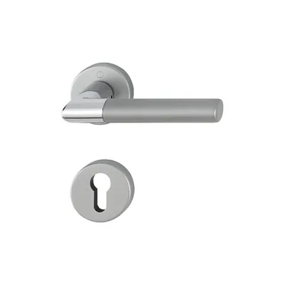Produktbild von Hoppe Lecce Aluminium Rosettengarnitur, F49 / F9-2 verchromt / Alu Stahl matt, 1405/42KV/42KVS, PZ Profilzylinder