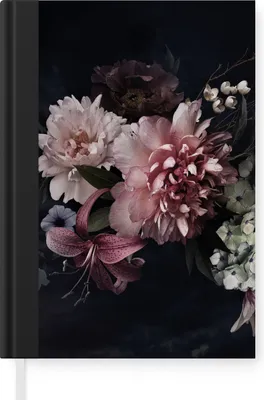 Produktbild von MuchoWow® Notizbuch Tagebuch Haushaltsbuch Notebook A5 Blumen - Vintage - Pastell - Rosa - Weiß - Notizblock - Notizheft - Notebook - Schreibblock - Papier