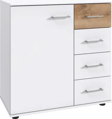 Produktbild von Kommode 81 cm breit modern in weiß mit Eiche TREVISO-43