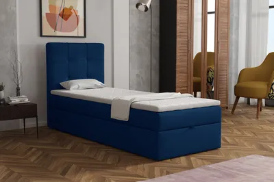 Produktbild von MR GROUP Boxspringbett NAPOLI 100x200cm Kinderbett, Jugendbett, Einzelbetten, Bett mit Stauraum Polsterbett Matratze Topper H3 Schlafzimmer dunkelblau