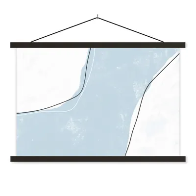 Produktbild von MuchoWow® Textilposter Blau - Minimalismus - Abstrakt 90x60 cm mit schwarzem Rahmen - Aufhängungssatz