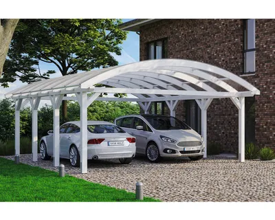 Produktbild von Doppelcarport SKAN HOLZ Franken inkl. Pfostenanker 635 x 755 cm weiß