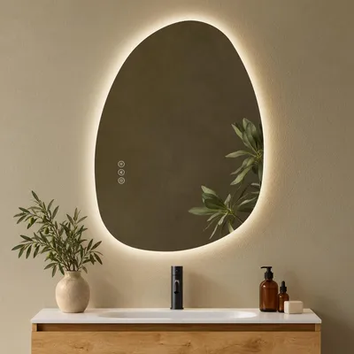 Produktbild von S'AFIELINA Badspiegel mit Beleuchtung 75×55cm LED Touch Schalter Wandspiegel 3 Lichtfarben und Dimmbar, Anti-Beschlag- und Memory-Funktion