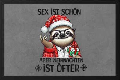 Produktbild von Sex ist schön aber Weihnachten ist öfter Fußmatte Weihnachten Faultier Geschenk Lustig