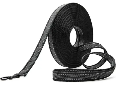 Productafbeelding van Schlepleine, nylon, trainingslijn, 5m, 10m, met reflectoren, 10m x 2cm, zwart