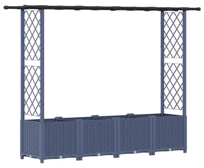 Produktbild von Hochbeet mit Rankgitter und Dach Grau 203 x 40 x 136 cm PP