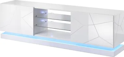 Produktbild von Furniture24 Tv Schrank QIU 200, Lowboard, Unterschrank, Fernsehentisch, Fernsehenschrank mit 2 Türen und LED Beluchtung Weiß Hochglanz