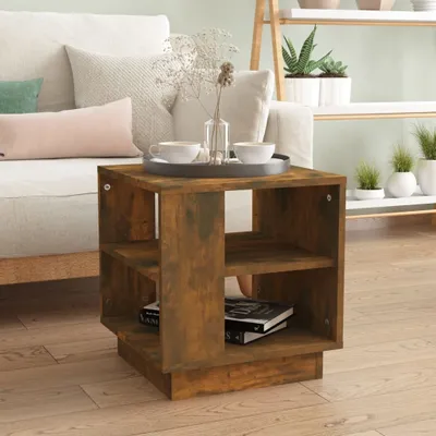 Produktbild von "Rabatt" Couchtisch modern - Wohnzimmertisch - Einfache Montage - Räuchereiche 40x40x43 cm Holzwerkstoff - Kaffeetisch CC21050