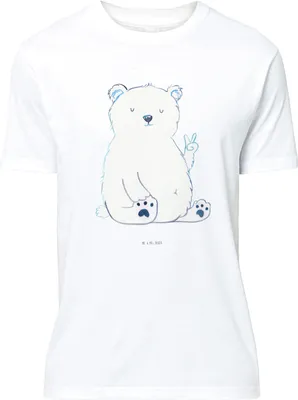 Produktbild von Mr. & Mrs. Panda S T-Shirt Eisbär Faul - Weiß - Geschenk, mit Aufdruck, Tshirt, Büro, Lustiges, Bär, Baumwoll, Teddy, Nordpol, Entspannen, Arbeit