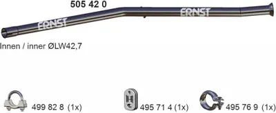 Produktbild von ERNST Abgasrohr Auspuffrohr passend für PEUGEOT 206 Schrägheck (2A/C) 505420