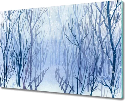 Produktbild von Glas Schneidebrett Herdabdeckplatten Schneideplatten - 80x52 cm - Winterlandschaft