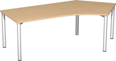 Produktbild von Geramöbel Schreibtisch 135° rechts feste Höhe, 2166x1130x720, Buche/Silber, S-550316-BS