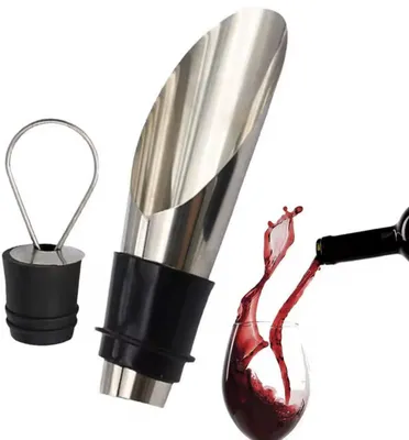 Produktbild von Ausgießer für Wein – Weinausgießer – Weinstopfen – Weinausgießer mit Stopfen – 2 Stück – Edelstahl – CHPN