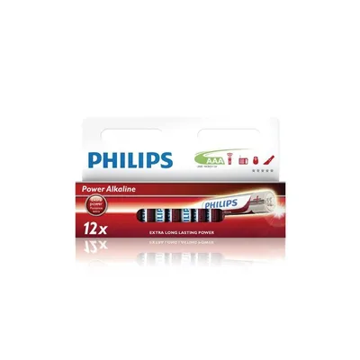 Obrázok produktu pre Philips Power Alkaline LR03P12W/10, Batéria na jedno použitie, AAA, Alkalický, 1,5 V, 12 kusov, 5 rok / roky