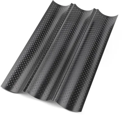 Obrázek produktu pro Forma na bagety Ibenzoa® vyrobená z potravinářské oceli s nepřilnavým povrchem – pro 3 bagety (38×24,5×2,2 cm), vhodná do trouby do 230 °C