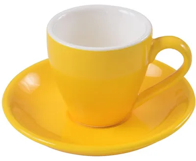 Produktbild von Espressotasse Espressokopf Espressotasse mit Untertasse - Porzellan - 80 ml - Gelb