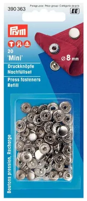 Naaivrije Druckknöpfe, Messing, Silber, 8 mm, 20 Stück
