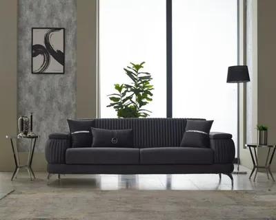 Produktbild von Dreisitzer Polstersofa Luxus Stoffsofa Couch Sofa 3 Sitzer Grau Design Couchen