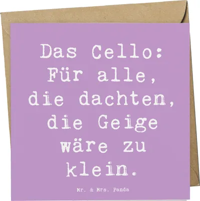 Produktbild von Mr. & Mrs. Panda Grußkarte Spruch Cello Magie - Lavendeltraum - Geschenk, Musik, Glückwunschkarte, Kammermusik, Größenunterschied, Instrument, Musikinstrument, Orchester