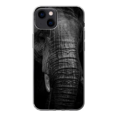 Produktbild von MuchoWow® Handyhülle Schutzhülle Hülle für iPhone 13 Elefant auf schwarzem Hintergrund in schwarz und weiß Silikon Softcase Handy Hülle - Karteninhaber