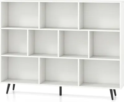 Produktbild von Bücherregal mit 3 Ebenen, Holzbeinen, 140 cm, Kippsicherung
