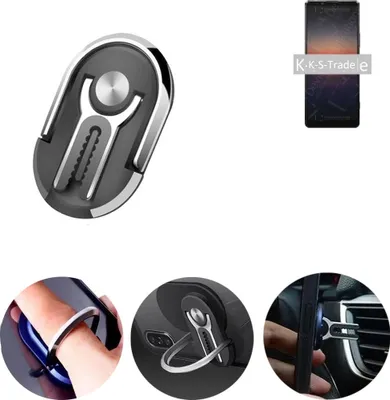 Produktbild von K-S-Trade 3in1 Smartphone-Ring Handy-Ring kompatibel mit Samsung Galaxy S9 Duos Fingerhalterung  Handyring Tischständer Lüftungsgitter-Halterung