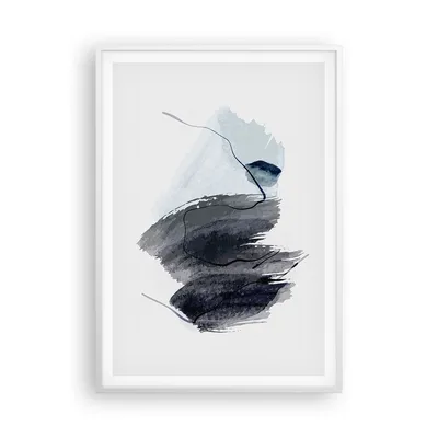 Produktbild von Gerahmtes Poster - Weißer Rahmen - Blau Grau Aquarell - 70x100 cm - Wand Bild - Wanddeko - Wandbilder - Kunstposter - Wandposter - Bilderrahmen - Bilder - Kunstdruck - P2WPA70x100-4975