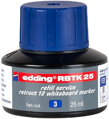 Image de edding RBTK 25 Marqueur pour tableau blanc retract 12 Encre de recharge bleue 25 ml