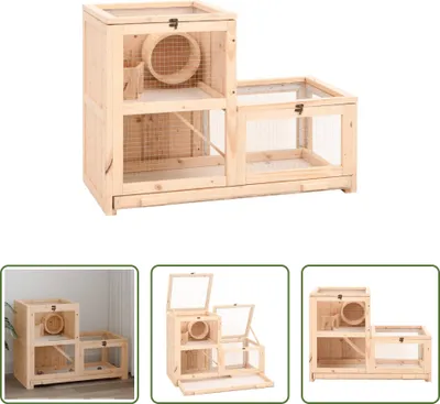 Produktbild von The Living Store Hamsterkäfig 81x40x60 cm Massivholz Tanne