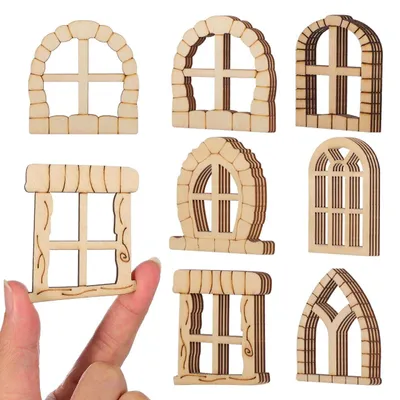 Obrázok produktu pre Omgoods – Sada 25 drevených miniatúrnych okien a dverí