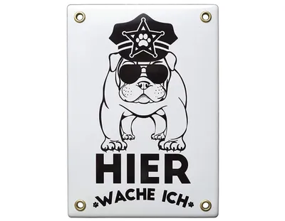 Produktbild von Emailschild Vorsicht Hund - Hier WACHE ICH 17x12 cm Warnschild wetterfest | Schild Emaille Hundschild Warnschild Hund Warnung