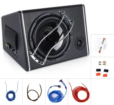 Zdjęcie produktu dla Subwoofer samochodowy – aktywny subwoofer pasmowy o średnicy 25 cm, moc 3800 W, napięcie 12 V, obudowa o kształcie trapezowym, membrana papierowa z uszczelką gumową