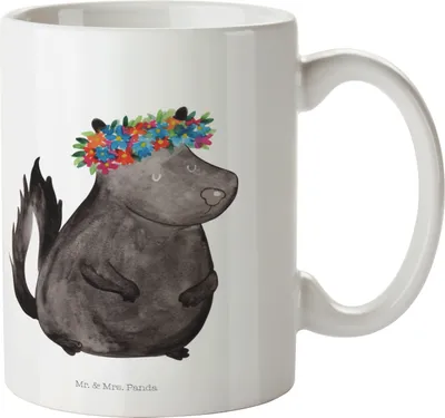 Produktbild von Mr. & Mrs. Panda Plastikbecher Stinktier Mädchen - Weiß - Geschenk, Raubtier, Wildtier, Haferl, Skunk, Trinklernbecher, Pott, Kindertasse, Kinderbecher, Yoga, Namaste