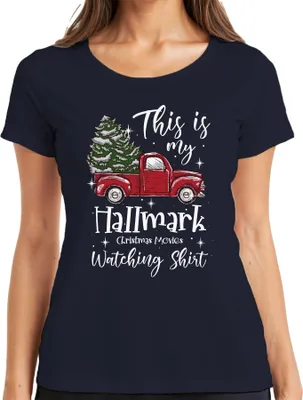 Produktbild von This is my Hallmark watching Shirt - Weihnachten Weihnachtsgeschenk Christmas Damen T-Shirt, Navy, M