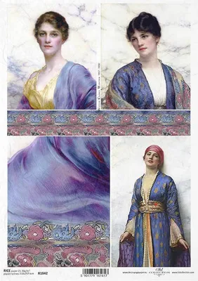 Image de ITD Papier de riz Decoupage Papier de bricolage Soft Paper Serviettentechnik, femmes en habits orientaux, portraits, 1842