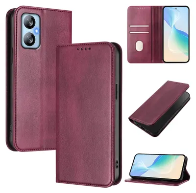 Immagine prodotto di Custodia per Blackview A52 / A52 Pro, custodia in pelle vintage con protezione RFID, slot per schede, supporto Rosso