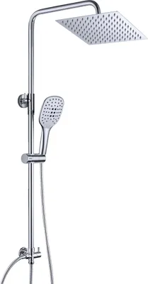 Imagen del producto de Sistema de ducha de acero inoxidable 304, con altura ajustable, ducha de lluvia de 20x20 cm, para bañera
