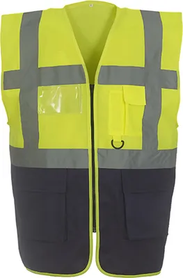 Immagine prodotto di YOKO HVW801 | Herren Gilet multifunzionale executive - Farbe: Hi-Vis Yellow/Navy - Größe: L